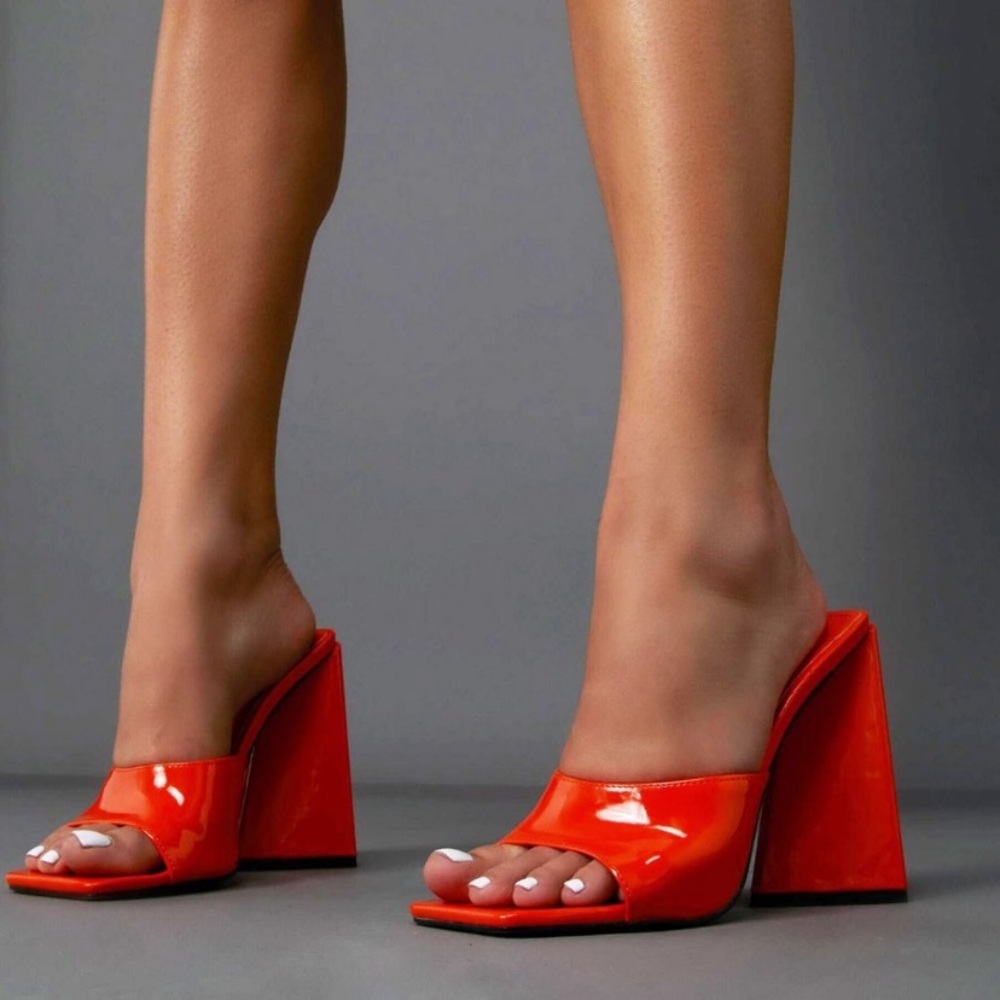 Block Heel Mule Slides